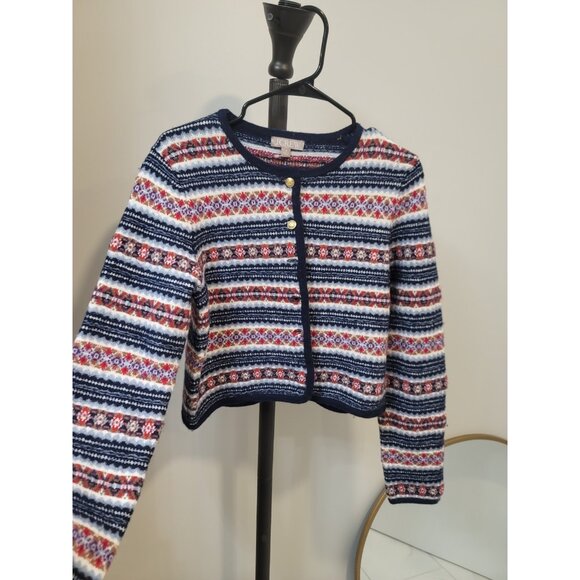 J.CREW Sweaters - J.Crew Fair Isle Lady Jacket In Boiled Wool Blend, Grey Multi, M, Med NEW NWT